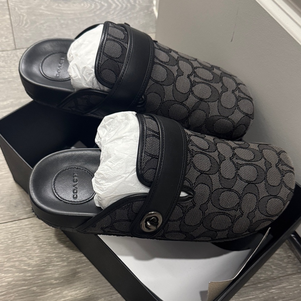 Coach Signature Black/Charcoal Clogs